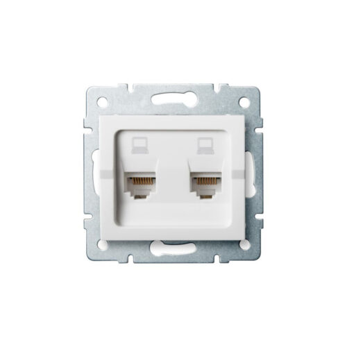 25111.jpg MOWION LOGI dupla RJ45 Cat6 hálózati aljzat, fehér