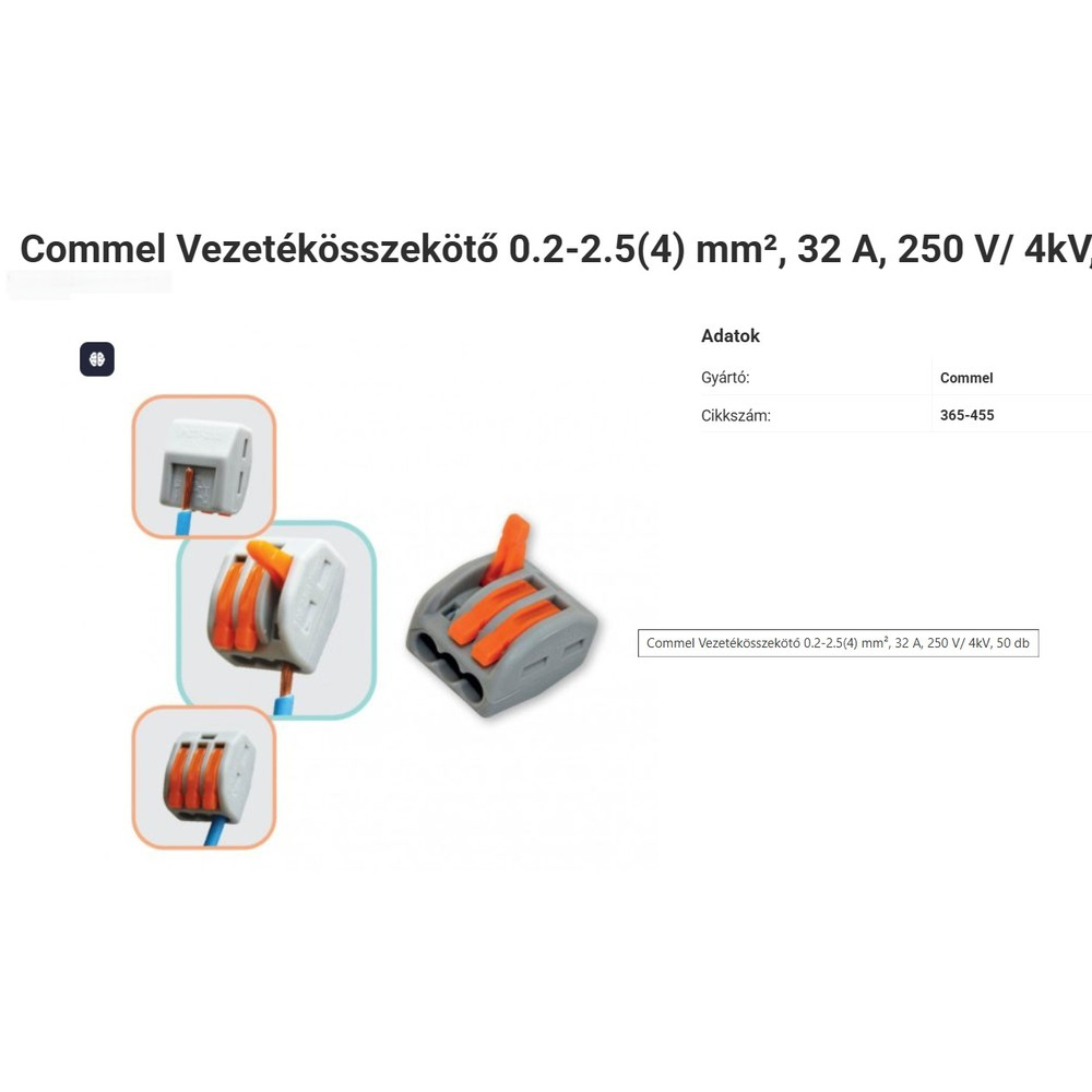 Commel 3-as vezetékösszekötő