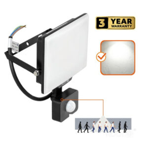 LED DELYO MHNC 30W reflektor beépített mozgásérzékelővel fekete 4000K KOBI-004238