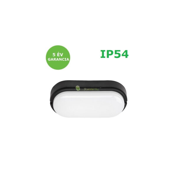 Rábalux HORT fekete ovális IP54 LED kültéri mennyezeti lámpa, 15W, természetes fehér