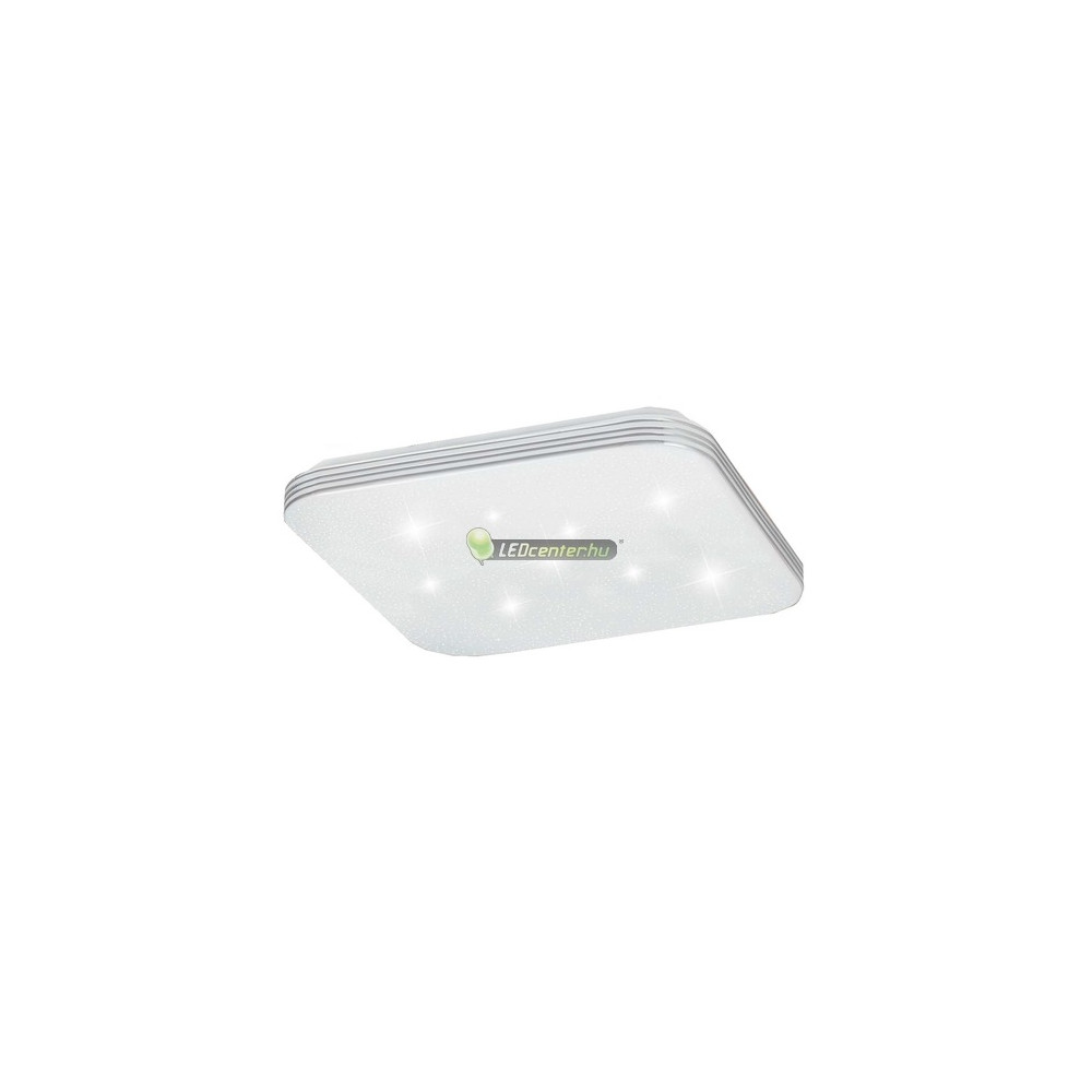 Rábalux OSCAR 71180 négyzet LED mennyezeti lámpa, 18W, fehér/króm, csillagos effekt, természetes fehér