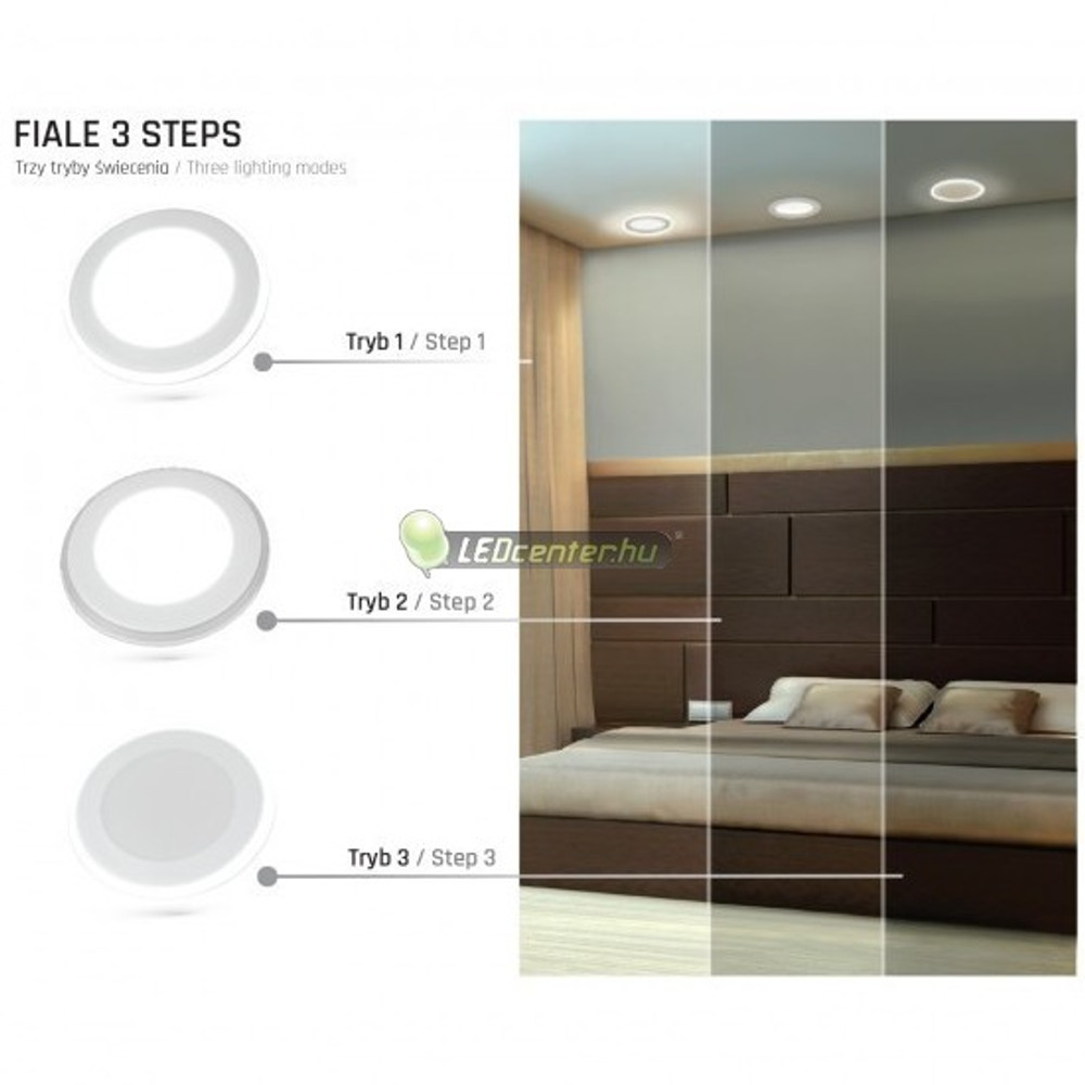 SpectrumLED FIALE 3 STEPS (3 állítható fényerő) 12,5W LED mennyezeti lámpa természetes fehérSLI022026NW_PW