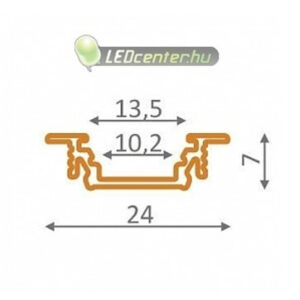 Besüllyeszthető LED aluprofil GROOVE 2000 mm méretrajz és profil keresztmetszet