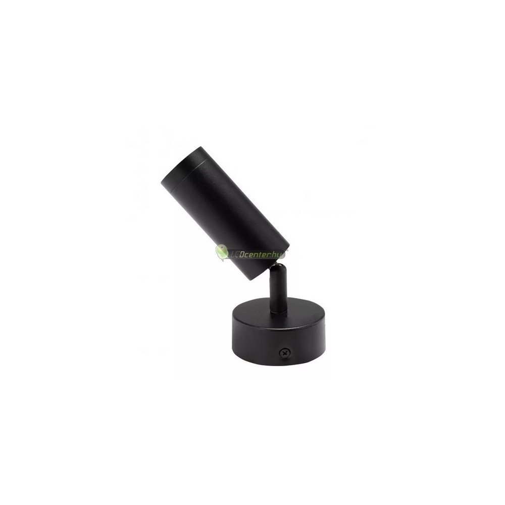 Madara-Mini-egyes-fekete-GU10-aluminium-led-lampatest.jpg SpectrumLED MADARA Mini fekete egyes billenthető, forgatható alumínium lámpatest, GU10/230V aljzat SLIP003032