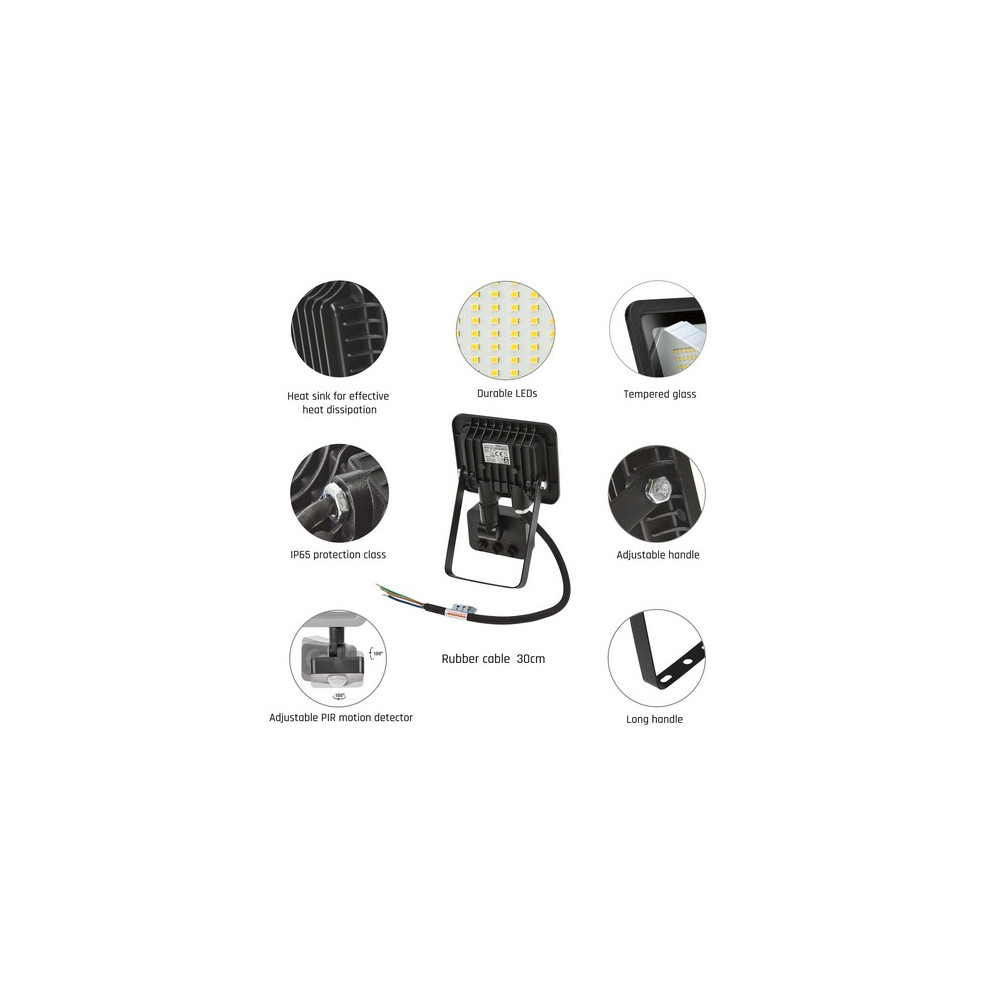 Noctis-Lux-10W-fekete-mozgaserzekelo-2.jpg SpectrumLED NOCTIS LUX 4 IP44 IK07 30W/230V fekete mozgásérzékelős LED reflektor hidegfehérSLI029072CW_CZUJNIK_PW