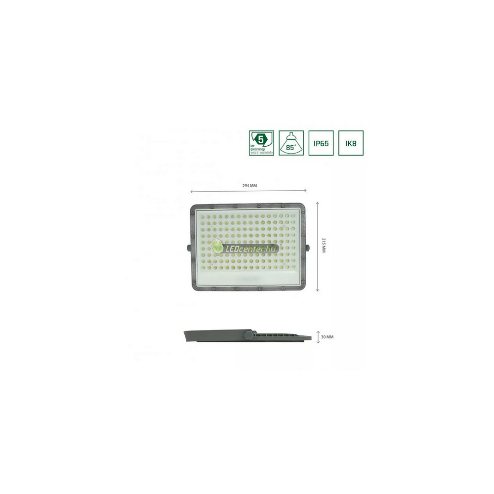 SpectrumLED NOCTIS MAX IP65 IK08 100W/230V szürke LED reflektor, fényvető természetes fehér, 5évG