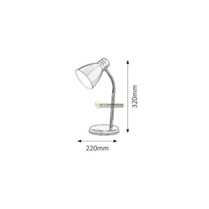 Patrick-asztali-iroasztali-lampa-olvasolampa-E14-meret.jpg E14 asztali olvasólámpa fehér Rábalux PATRIC méretrajz 22 cm átmérő
