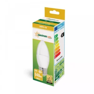 SpectrumLED 6W 540 lumen E27 LED gyertya izzó, természetesfehér WOJ14352
