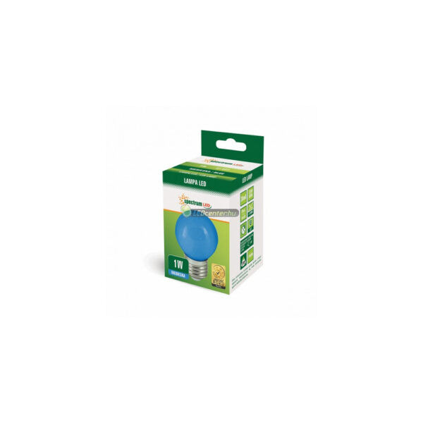 SpectrumLED 1W E27 színes LED kisgömb izzó, kék