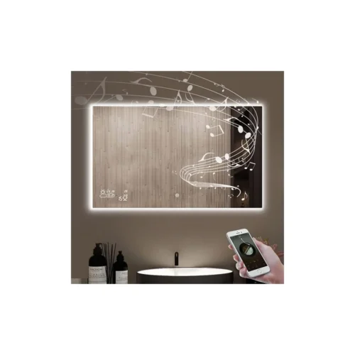 BVF ADELIG fűthető tükör Bluetooth hangszóróval, 600x600 mm