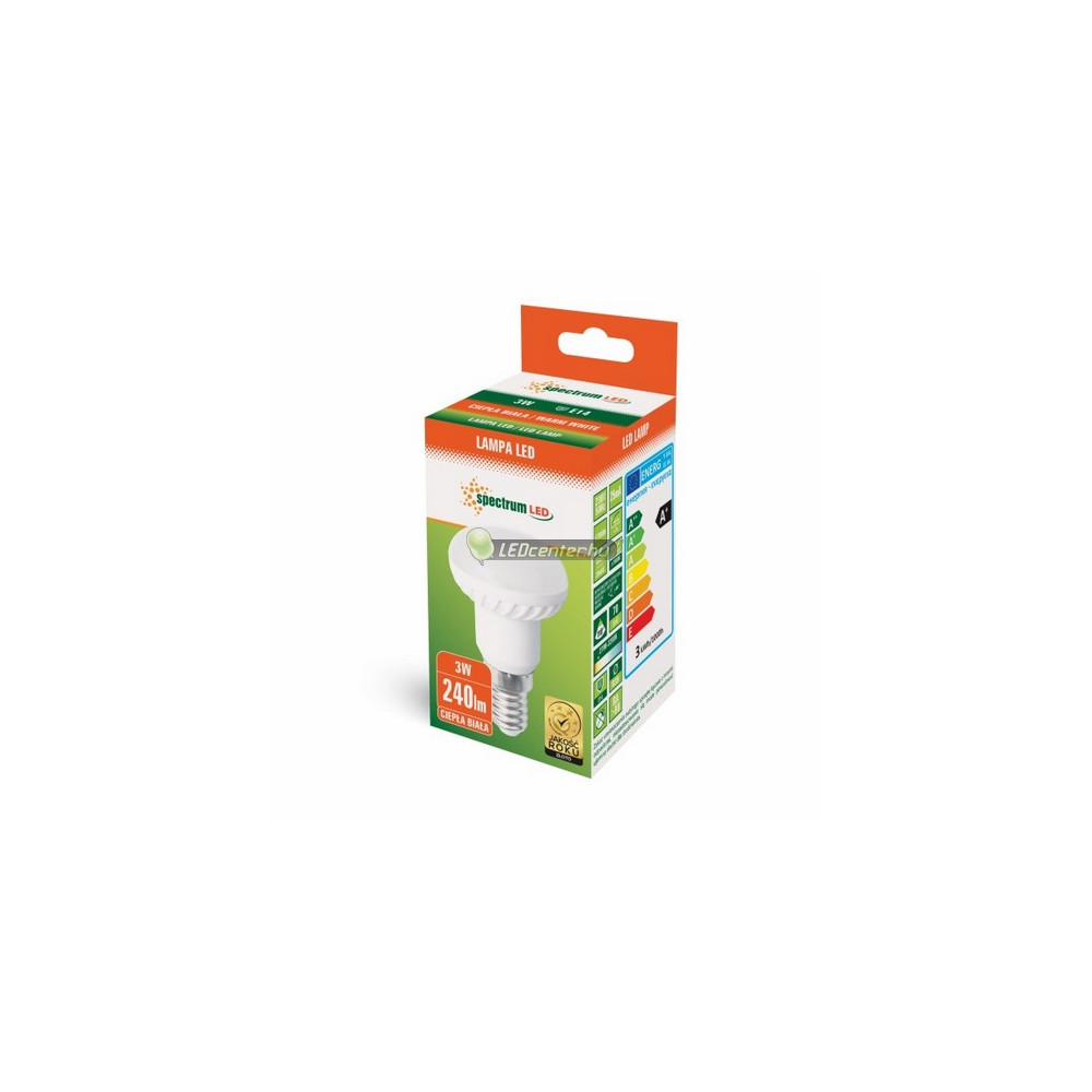 SpectrumLED R39 3W E14 240 lumen LED reflektorizzó, melegfehér 2évG WOJ13984_3W