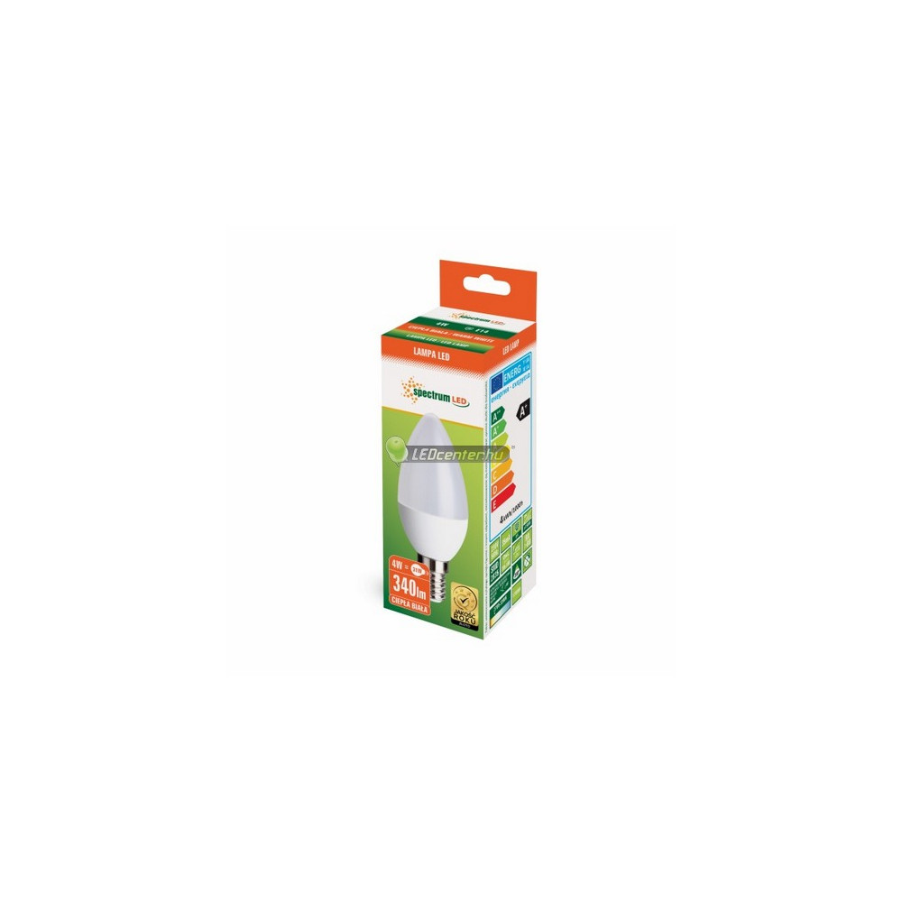 e14_led_gyertya_4w_mf_doboz.jpg E14 LED gyertya melegfehér 4W SpectrumLED gyári csomagolás