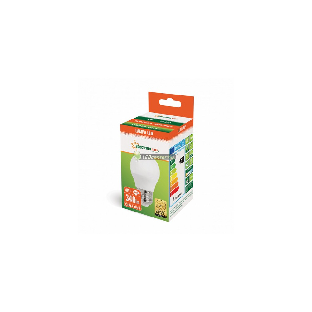 SpectrumLED 4W 340 lumen E27 LED kisgömb izzó, melegfehér WOJ13032_4W