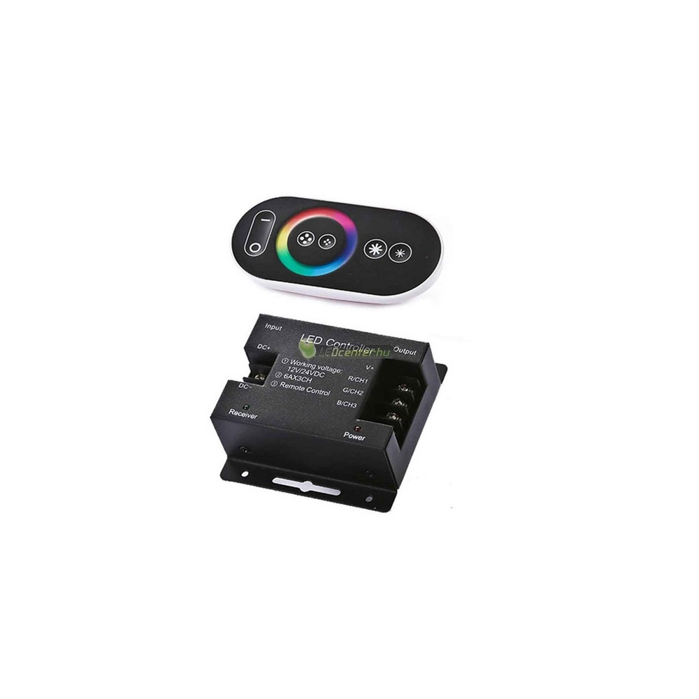 FIESTA-7 RGB LED szalag érintős RF vezérlőegység fekete távirányítóval