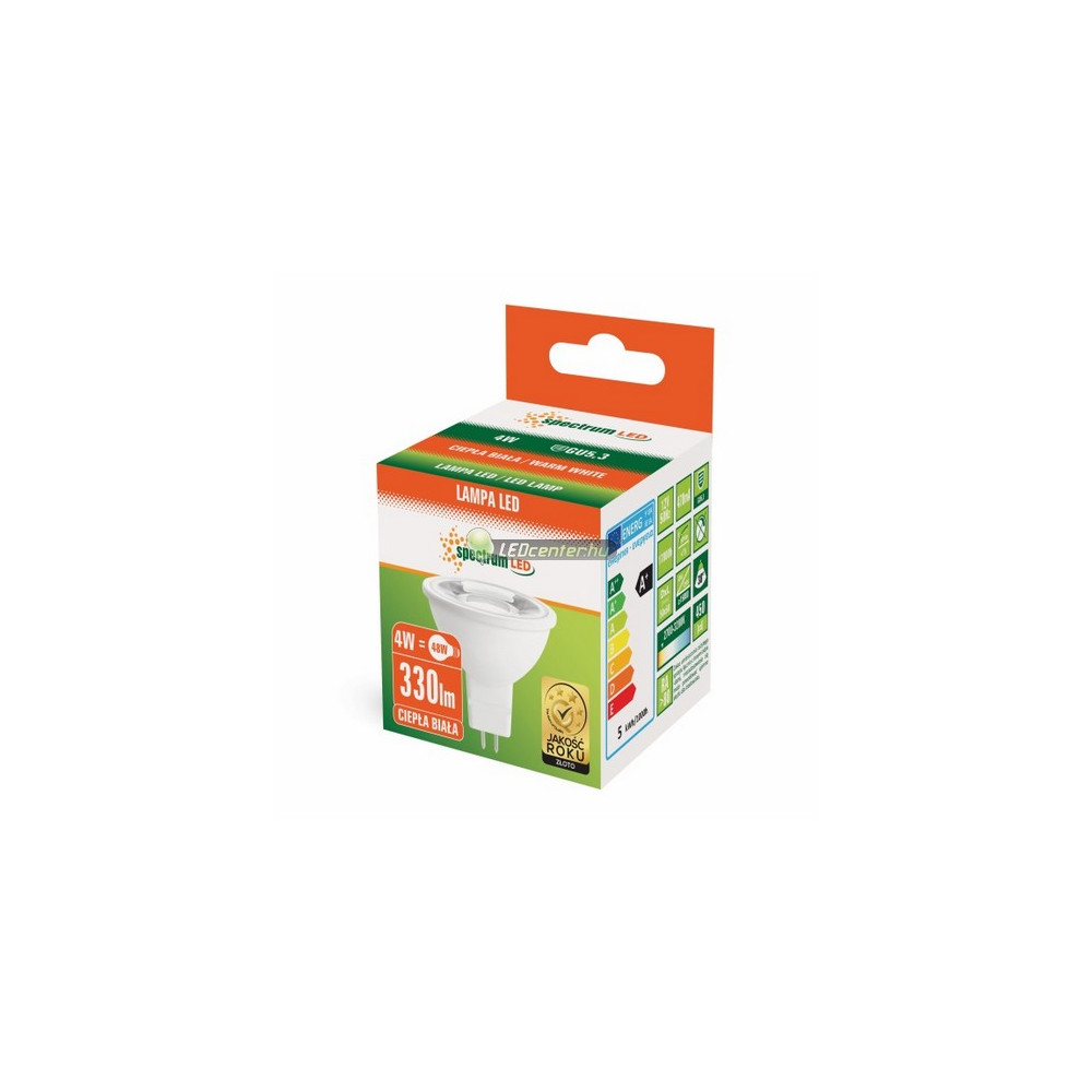 SpectrumLED 4W 45° GU5.3/MR16/12V 390 lumen LED szpot izzó természetes fehér WOJ14551_45ST