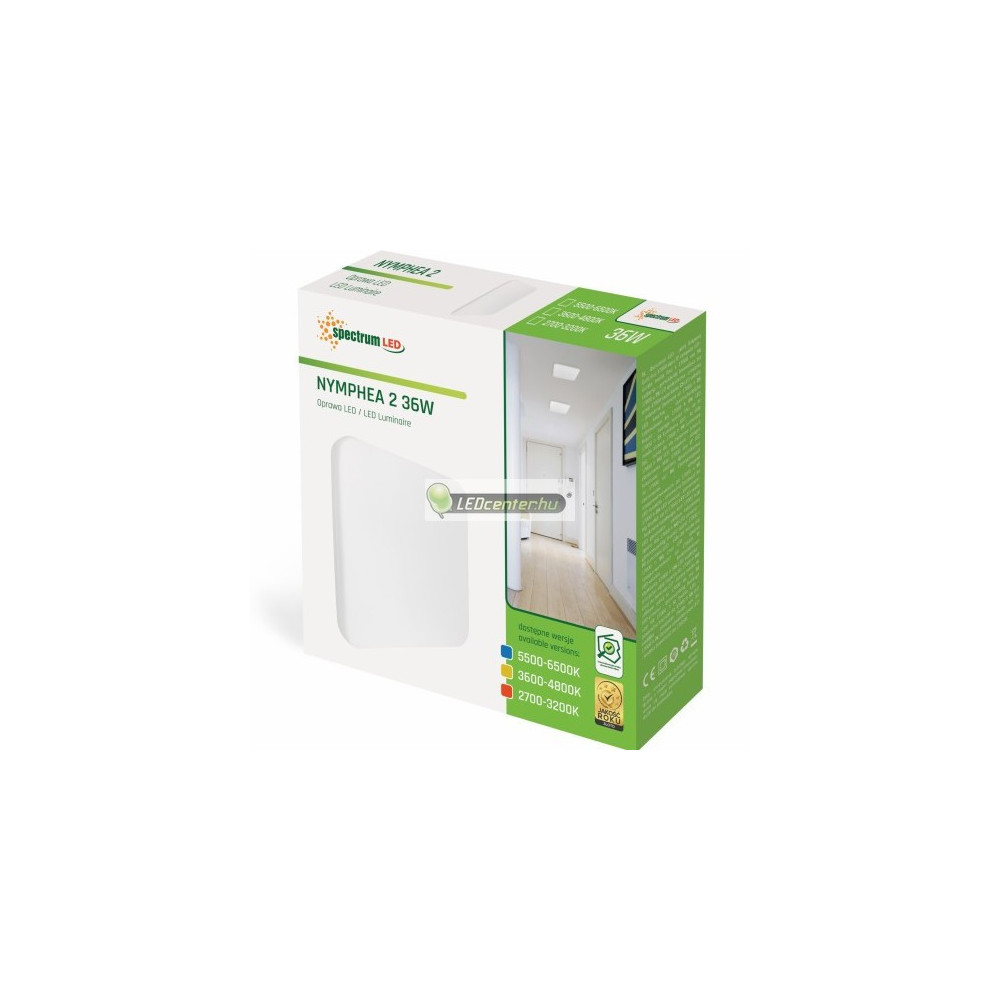 nymphea-eco-2-negyzet-36w-ip44w-ik10-led-lampatest-3.jpg NYMPHEA ECO négyzet 36W melegfehér LED lámpatest közeli nézet