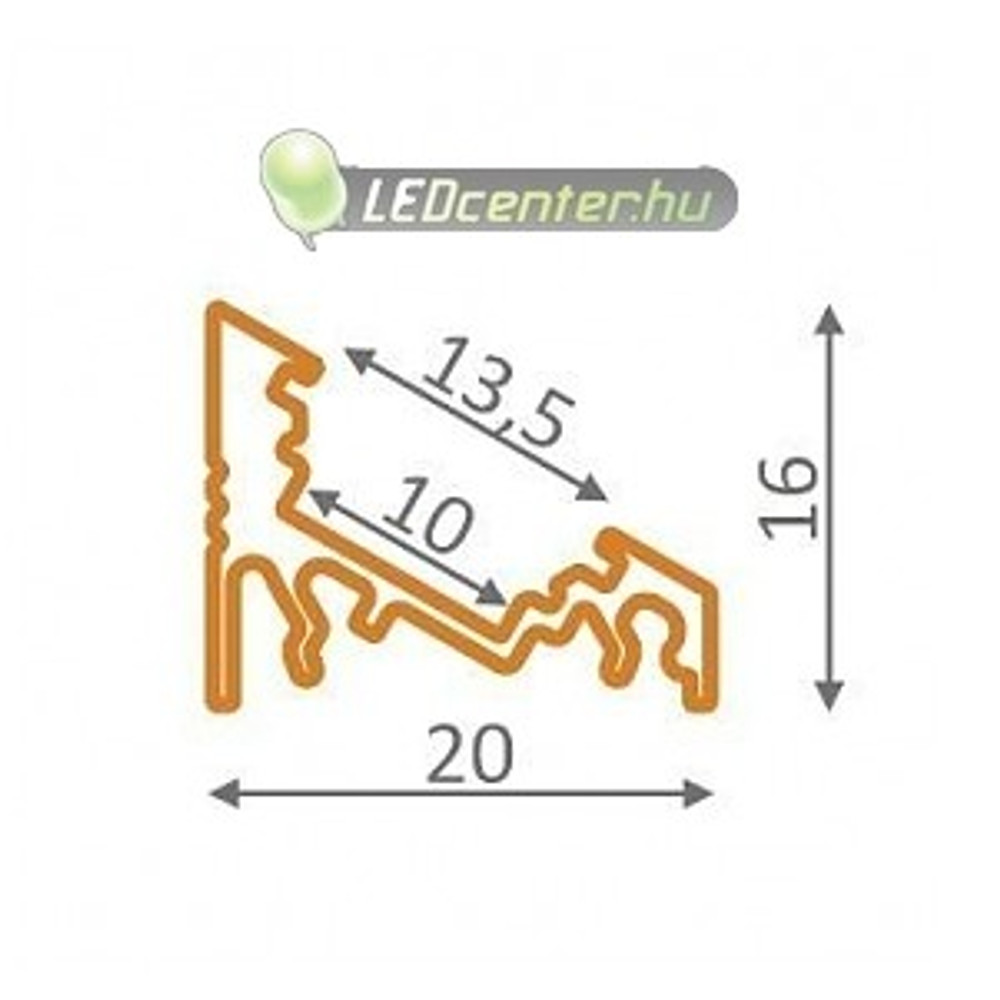 CORNER LED aluprofil 1000 mm, fedővel, záróvégekkel, rögzítővel