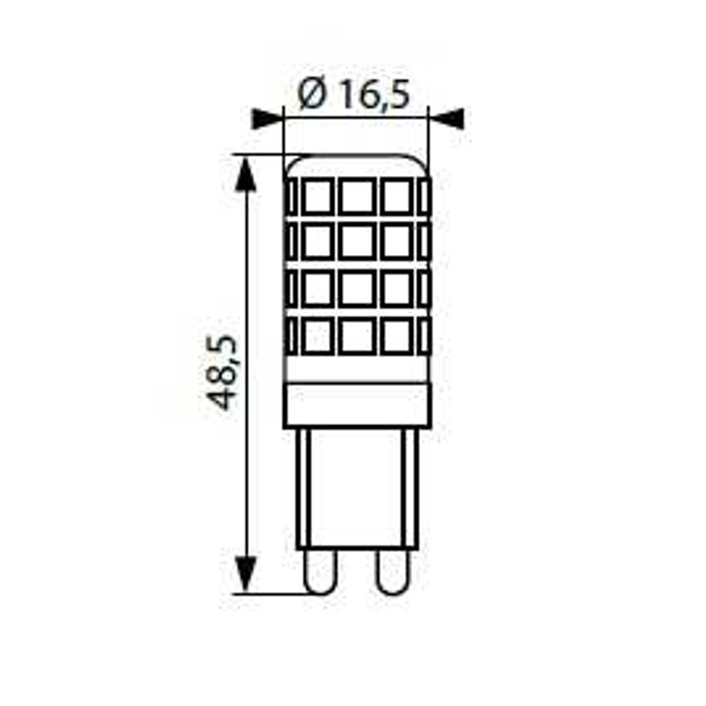 zubi_g9_led_meretek.jpg ZUBI 3,5W=30W G9/230V 300 lumen, hidegfehér LED égő